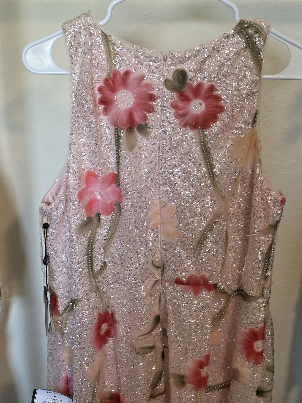 ADRIANNA PAPELL Sequin Floral Midi Sheath Dress Silver Blush Multi Cocktail - Picture 12 of 13